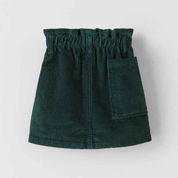 NWT Zara Size 11-12 Corduroy Green Skirt - Picture 2 of 3